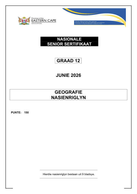 Geography Grade 12 DBE Caps May/June 2026 - Memo (Eastern Cape)