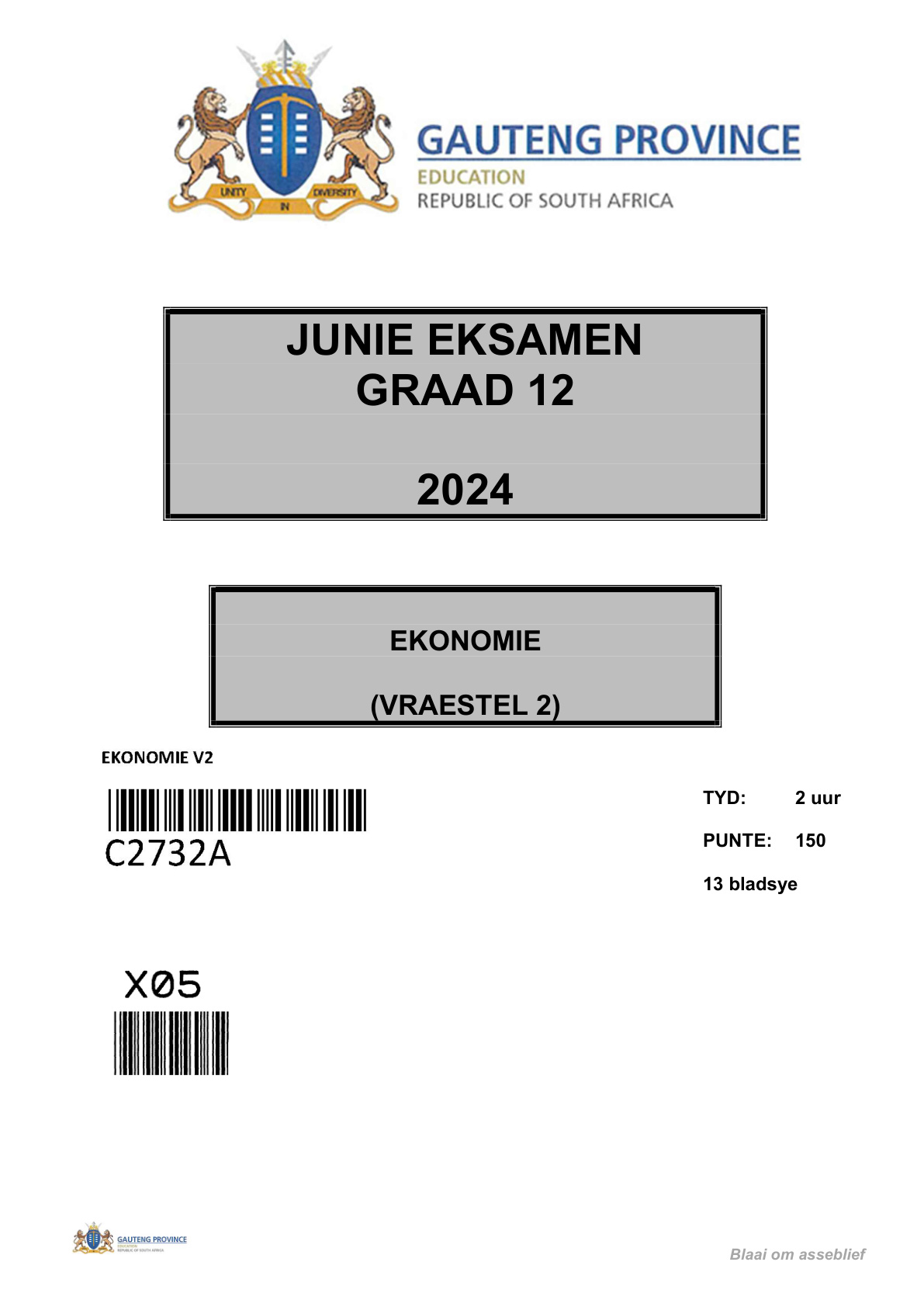 Economics Paper 2 (Gauteng) June 2024 Grade 12 DBE