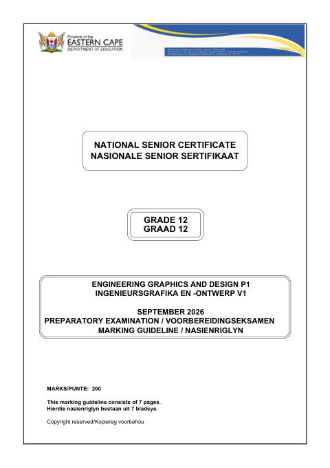 Engineering Graphics And Design Grade 12 DBE Caps September 2026 Paper 1 - Memo (Eastern Cape)