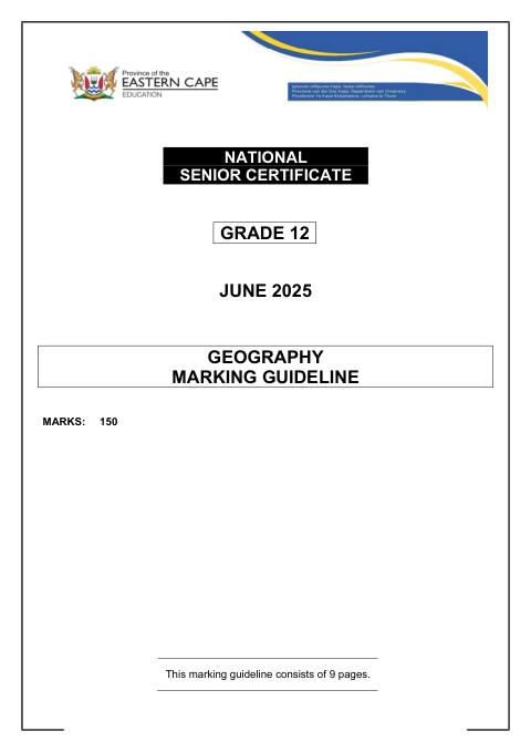 Geography Grade 12 DBE Caps May/June 2025 - Memo (Eastern Cape)