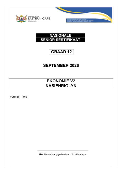 Economics Grade 12 DBE Caps September 2026 Paper 2 - Memo (Eastern Cape)