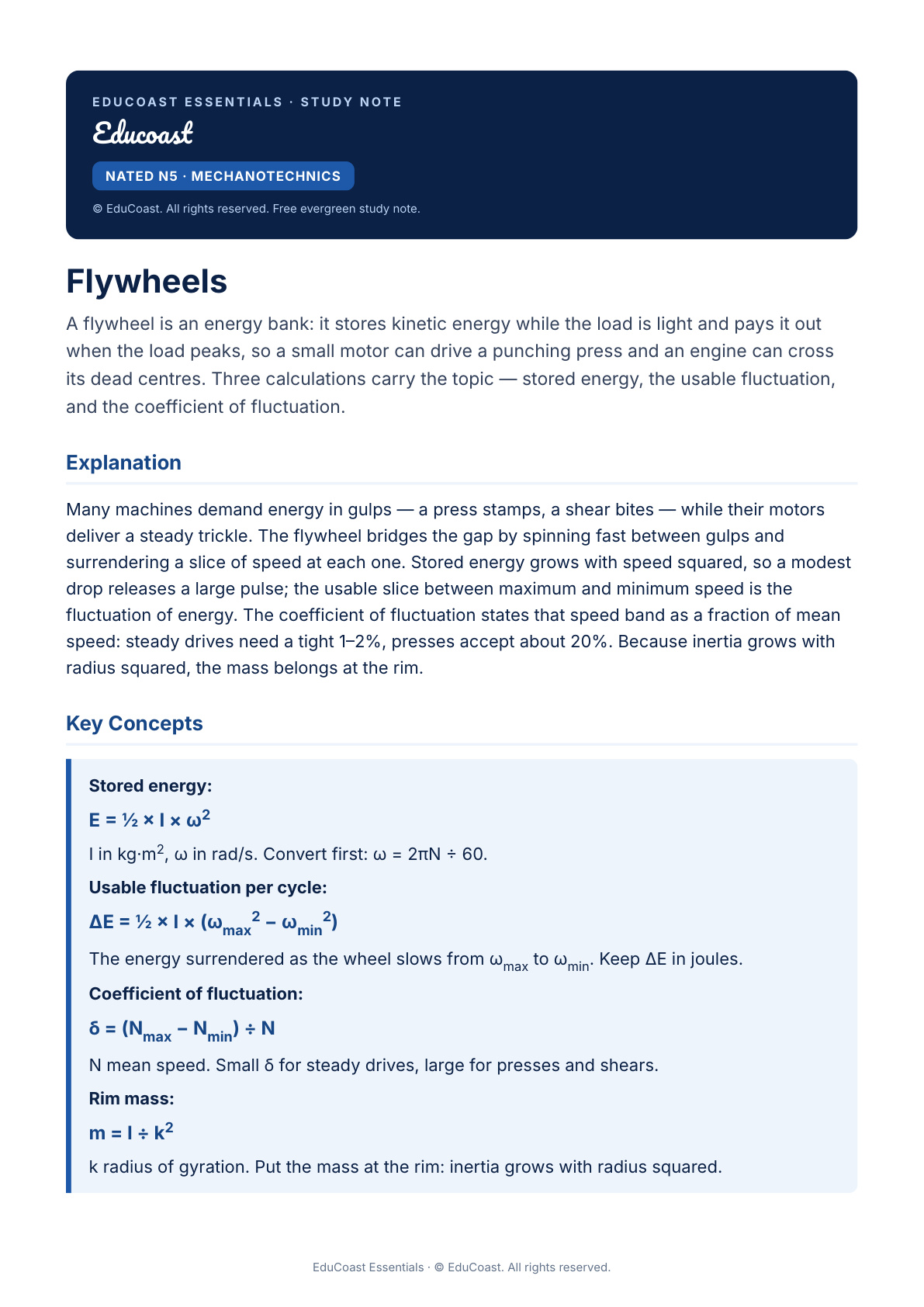 Flywheels — N5 Mechanotechnics (Nated)
