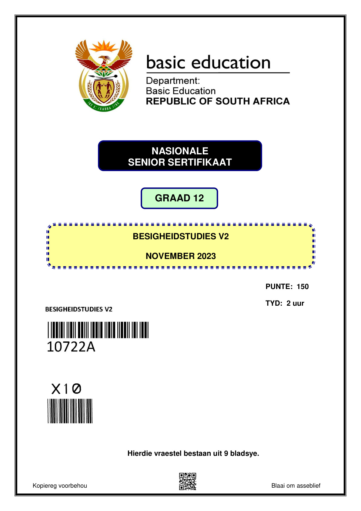 Business Studies Paper 2 (Gauteng) November 2023 Grade 12 DBE