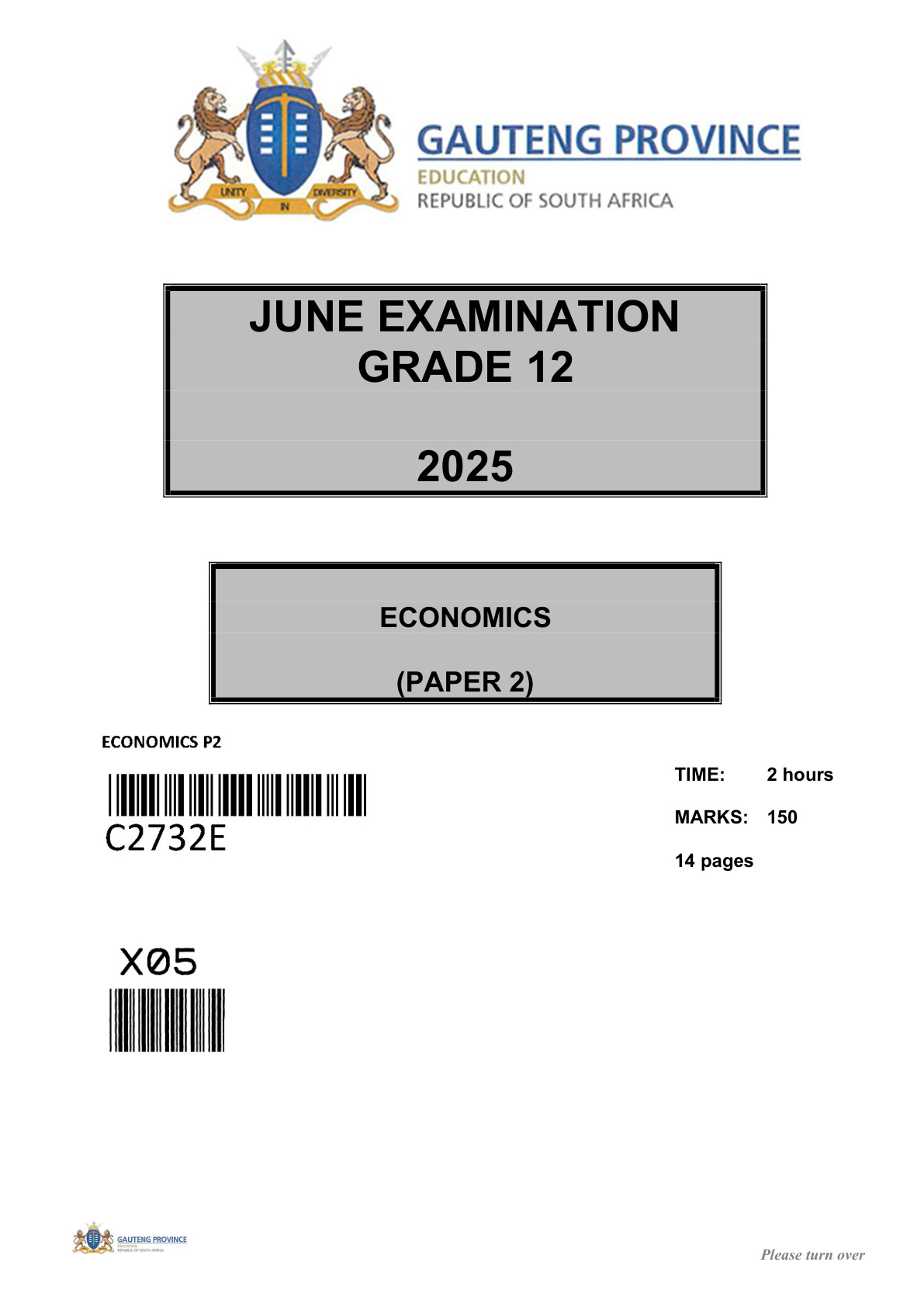 Economics Paper 2 (Gauteng) June 2025 Grade 12 DBE