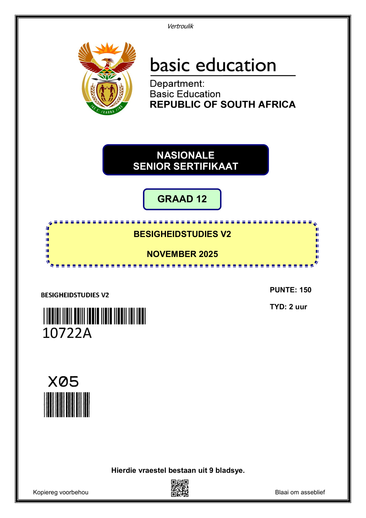 Business Studies Paper 2 (Gauteng) November 2025 Grade 12 DBE