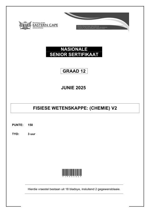 Physical Sciences Grade 12 DBE Caps May/June 2025 Paper 2 - Question Paper (Eastern Cape)