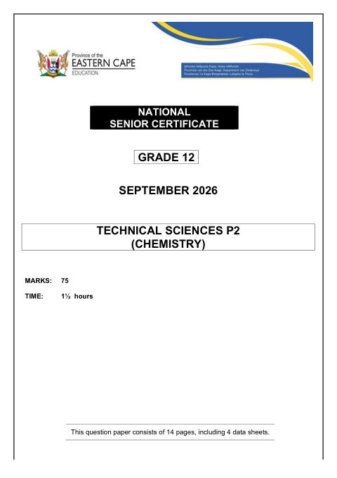Technical Sciences Grade 12 DBE Caps September 2026 Paper 2 - Question Paper (Eastern Cape)