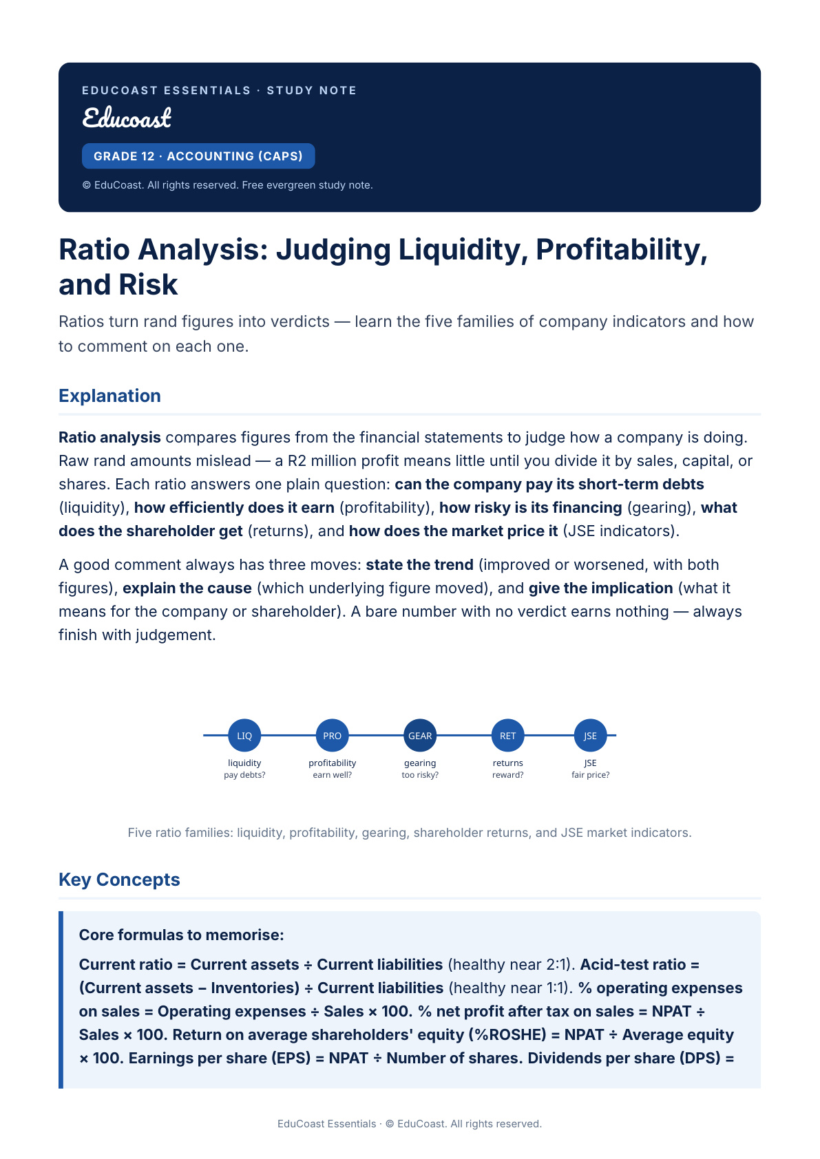 Ratio Analysis — Grade 12 Accounting (Caps)