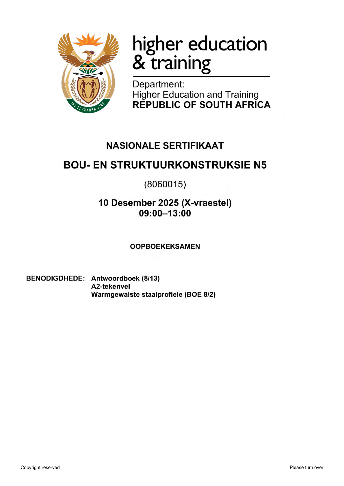 Bou En Struktuurkonstruksie Dhet Nated November 2025 - Question Paper