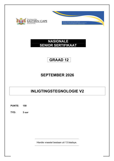 Information Technology Grade 12 DBE Caps September 2026 Paper 2 - Question Paper (Eastern Cape)