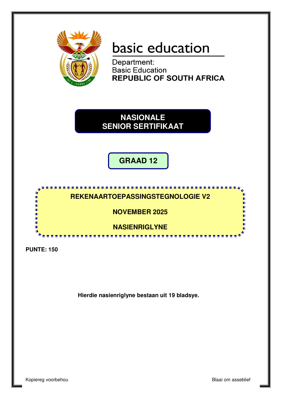 Computer Applications Technology Grade 12 DBE NSC November 2025 Paper 2 - Memo (Eastern Cape)