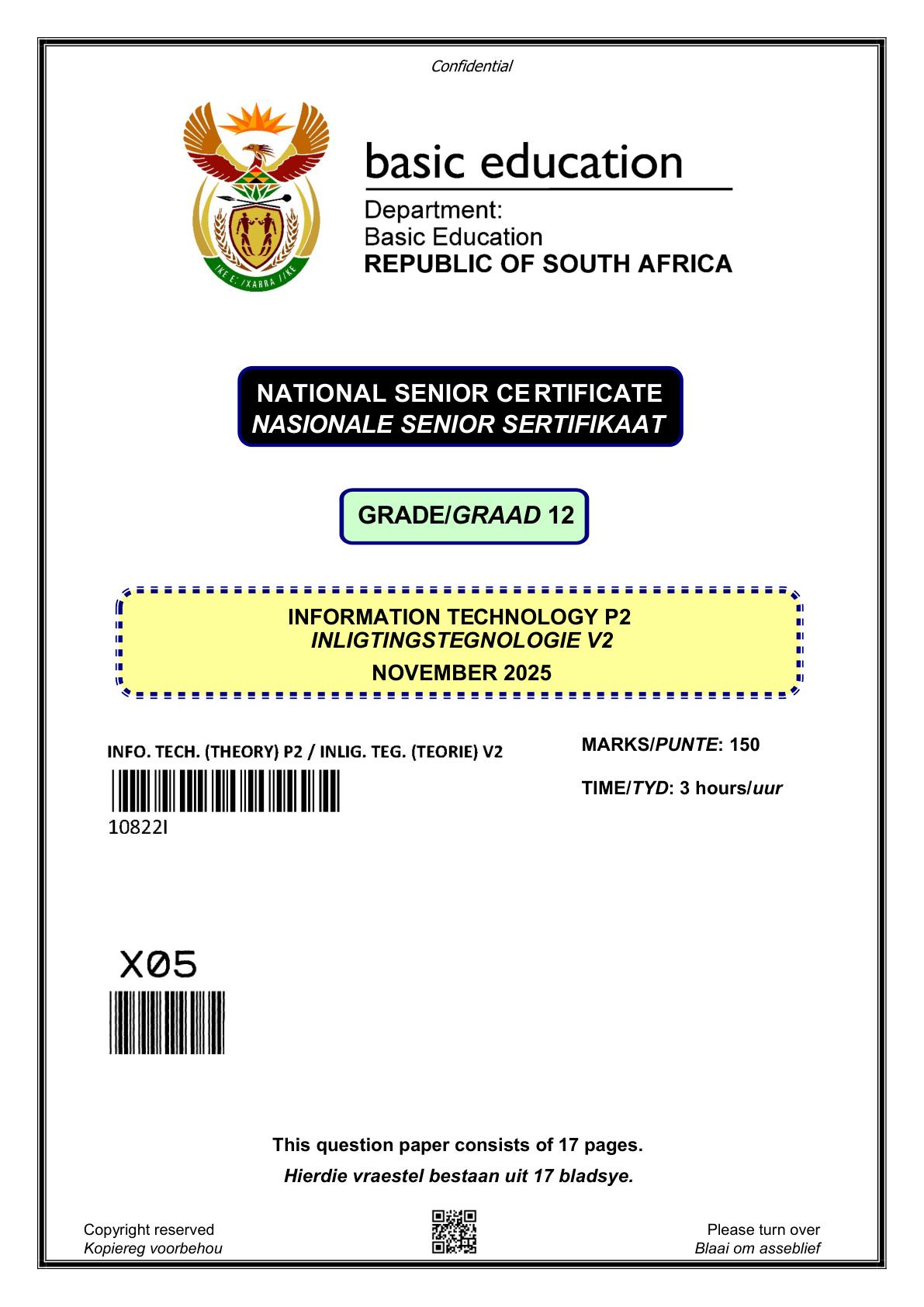 Information Technology Paper 2 (Gauteng) November 2025 Grade 12 DBE