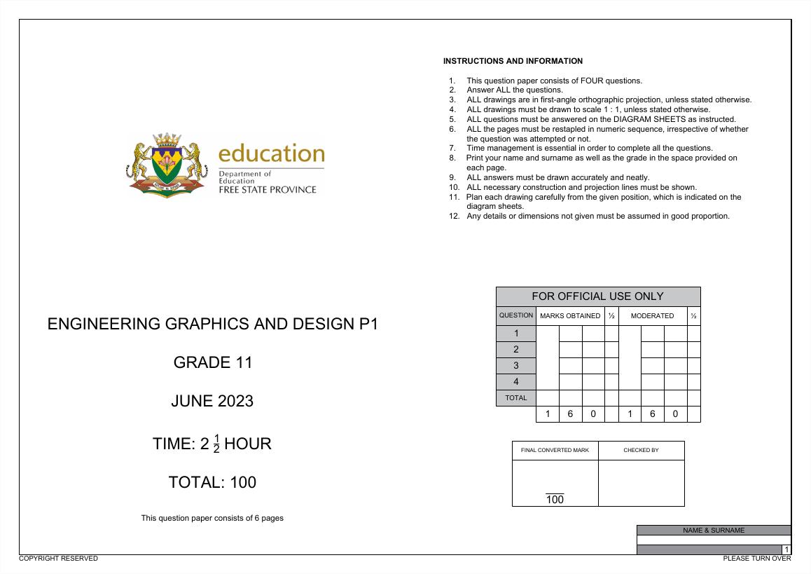 Egd - Grade 11 - Paper 1 - June Exam - 2023