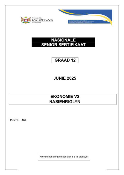 Economics Grade 12 DBE Caps May/June 2025 Paper 2 - Memo (Eastern Cape)