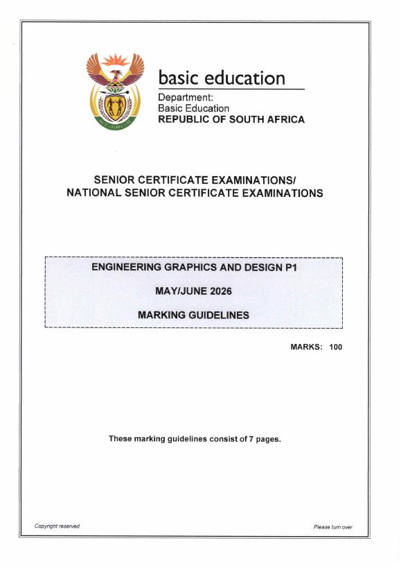 Engineering Graphics and Design Grade 12 DBE CAPS May 2026 Paper 1 - Memo
