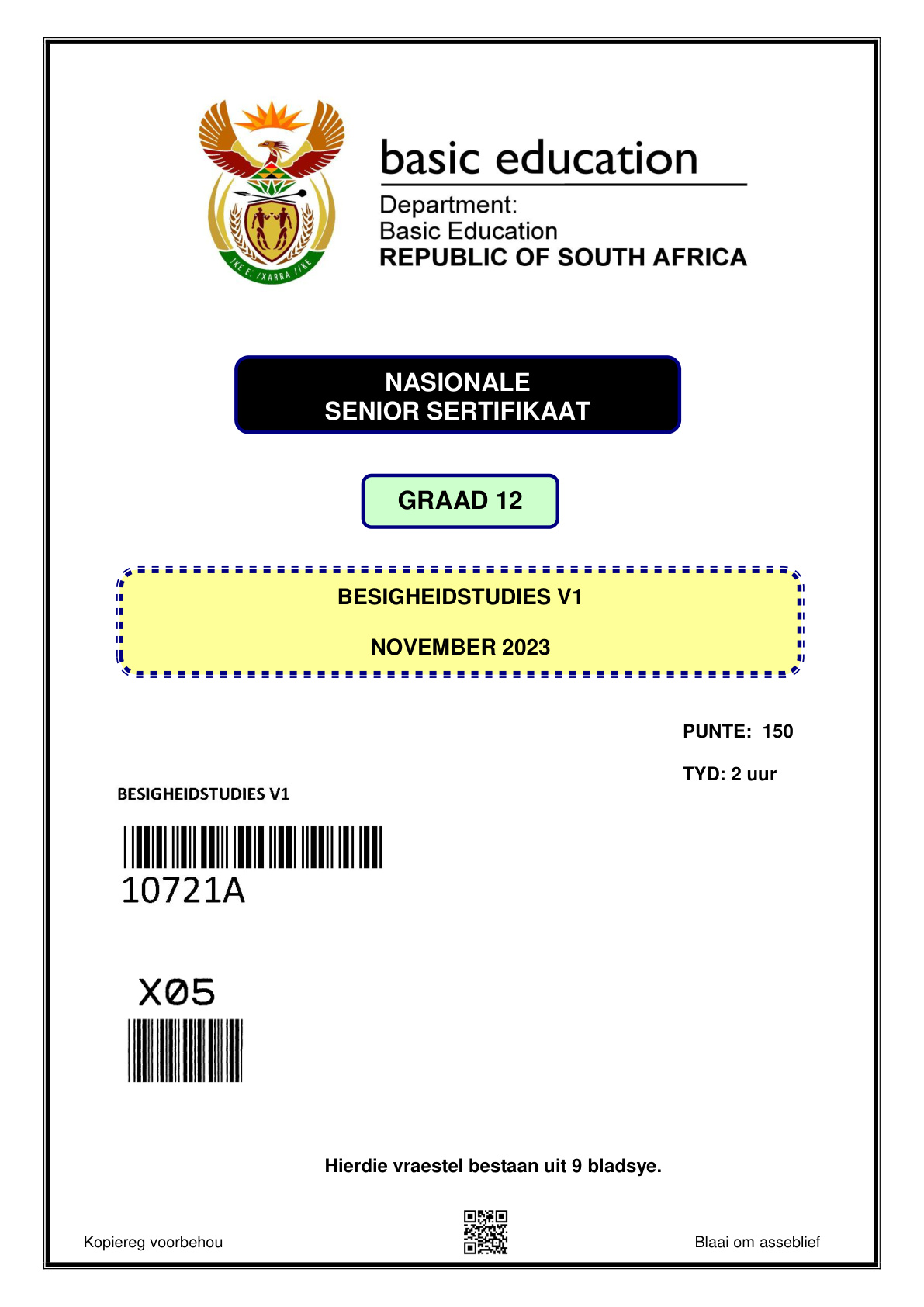 Business Studies Paper 1 (Gauteng) November 2023 Grade 12 DBE