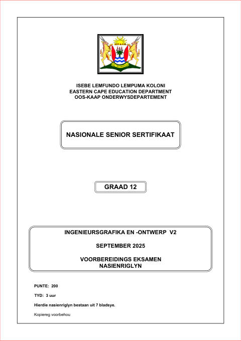 Engineering Graphics And Design Grade 12 DBE Caps September 2025 Paper 2 - Memo (Eastern Cape)