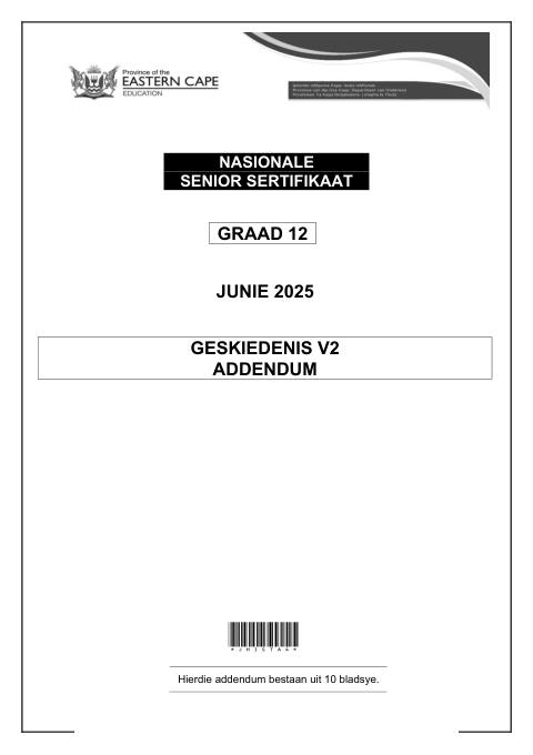 History Grade 12 DBE Caps May/June 2025 Paper 2 - Question Paper (Eastern Cape)