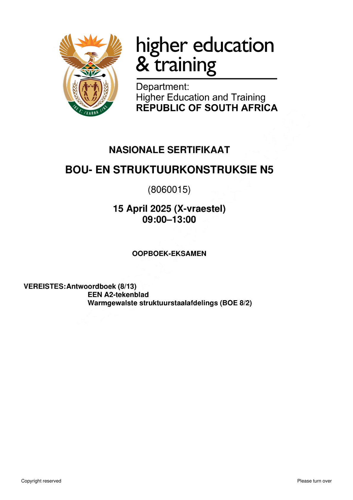Bou En Struktuurkonstruksie Dhet Nated April 2025 - Question Paper