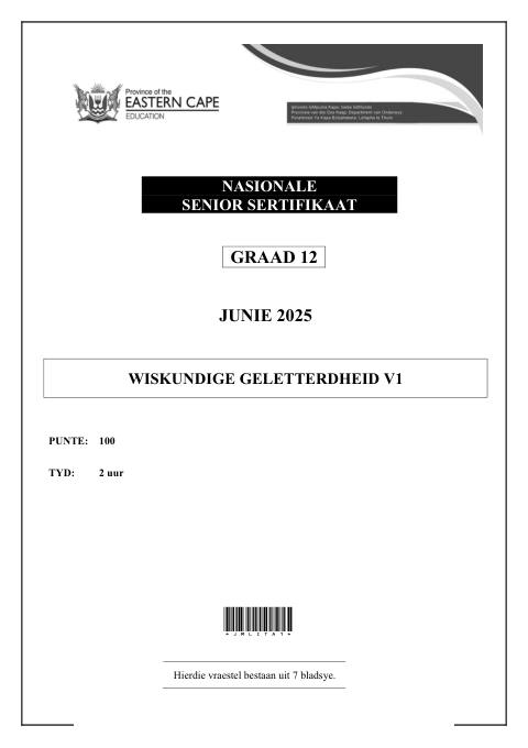 Mathematical Literacy Grade 12 DBE Caps May/June 2025 Paper 1 - Question Paper (Eastern Cape)