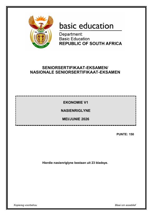Economics Grade 12 DBE Caps May 2026 Paper 1 - Memo
