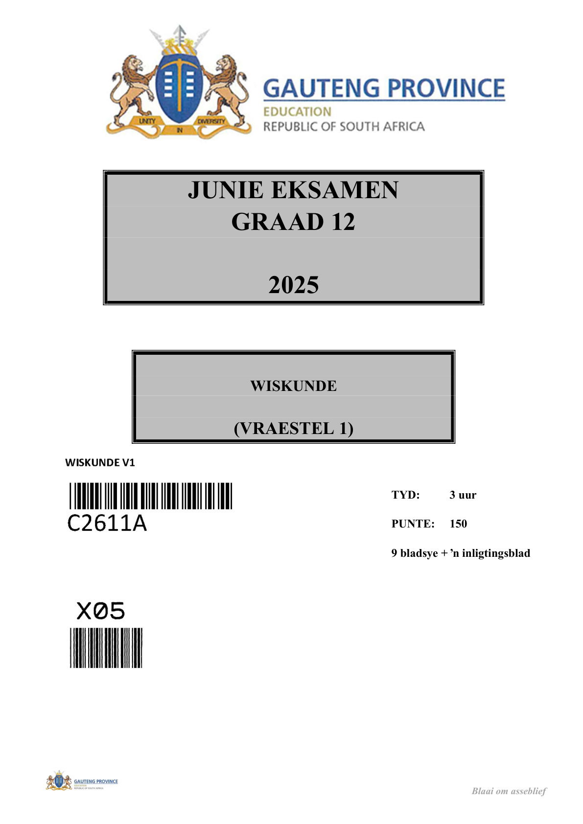 Mathematics Paper 1 (Gauteng) June 2025 Grade 12 DBE