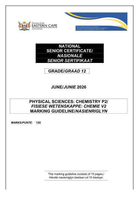 Physical Sciences Grade 12 DBE Caps May/June 2026 Paper 2 - Memo (Eastern Cape)