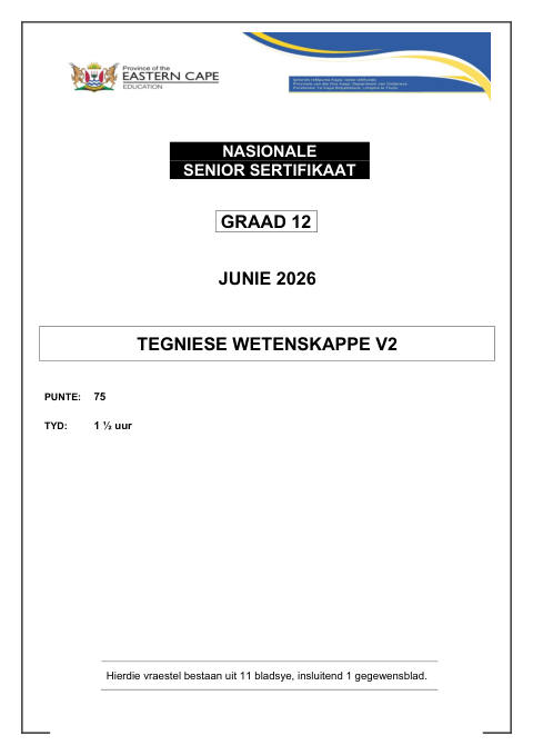 Technical Sciences Grade 12 DBE Caps May/June 2026 Paper 2 - Question Paper (Eastern Cape)