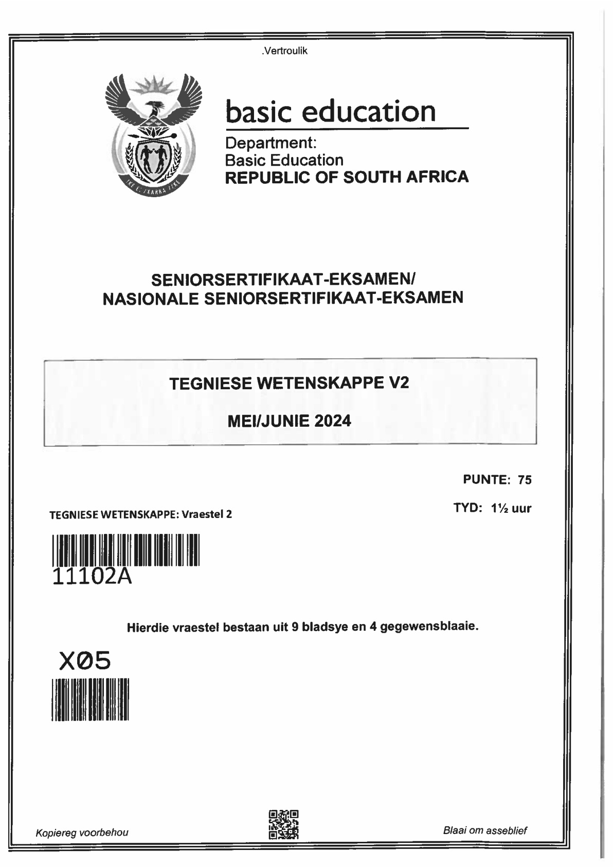 Technical Sciences Paper 2 (Gauteng) June 2024 Grade 12 DBE