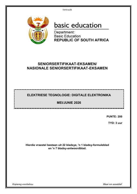 Electrical Technology Grade 12 DBE CAPS May 2026 Paper 1 - Question Paper