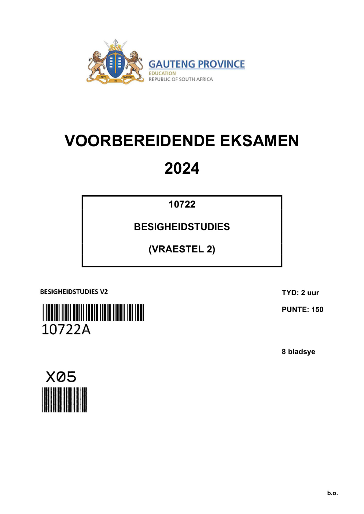 Business Studies Paper 2 (Gauteng) Preparatory 2024 Grade 12 DBE