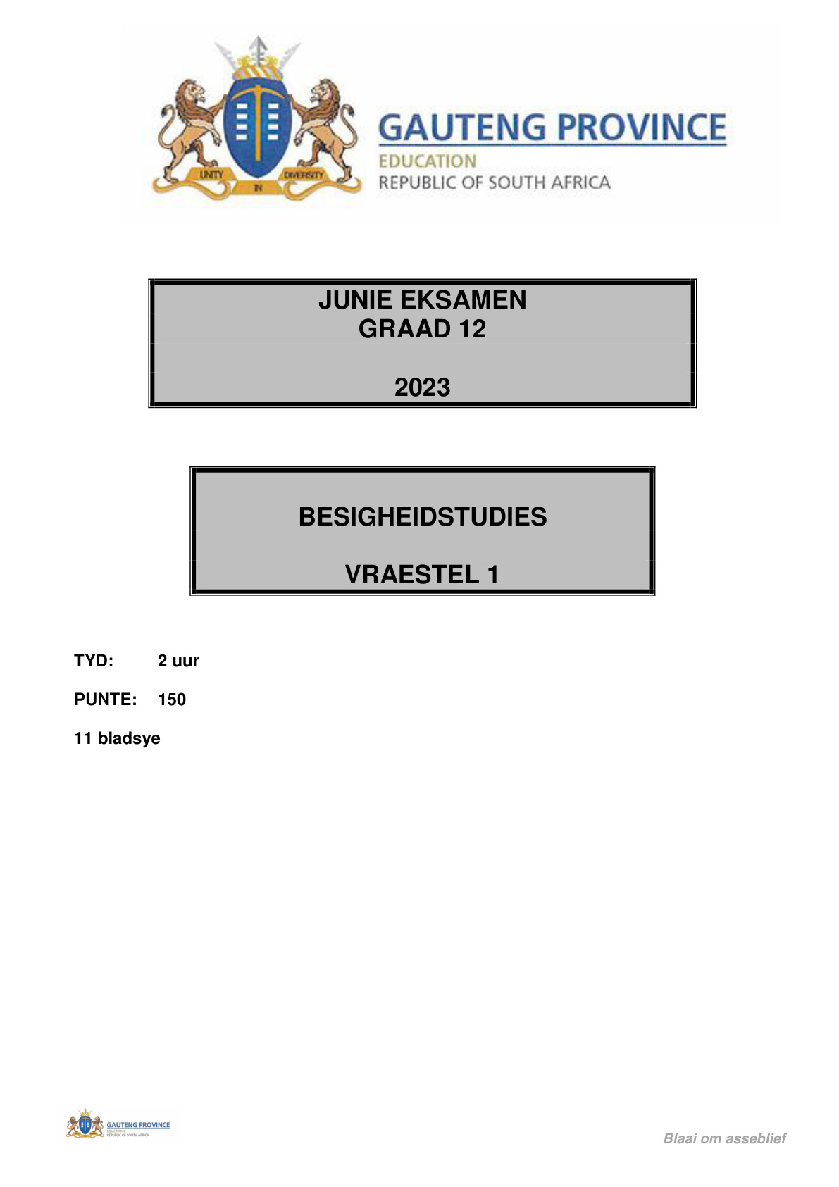 Business Studies Paper 1 (Gauteng) June 2023 Grade 12 DBE
