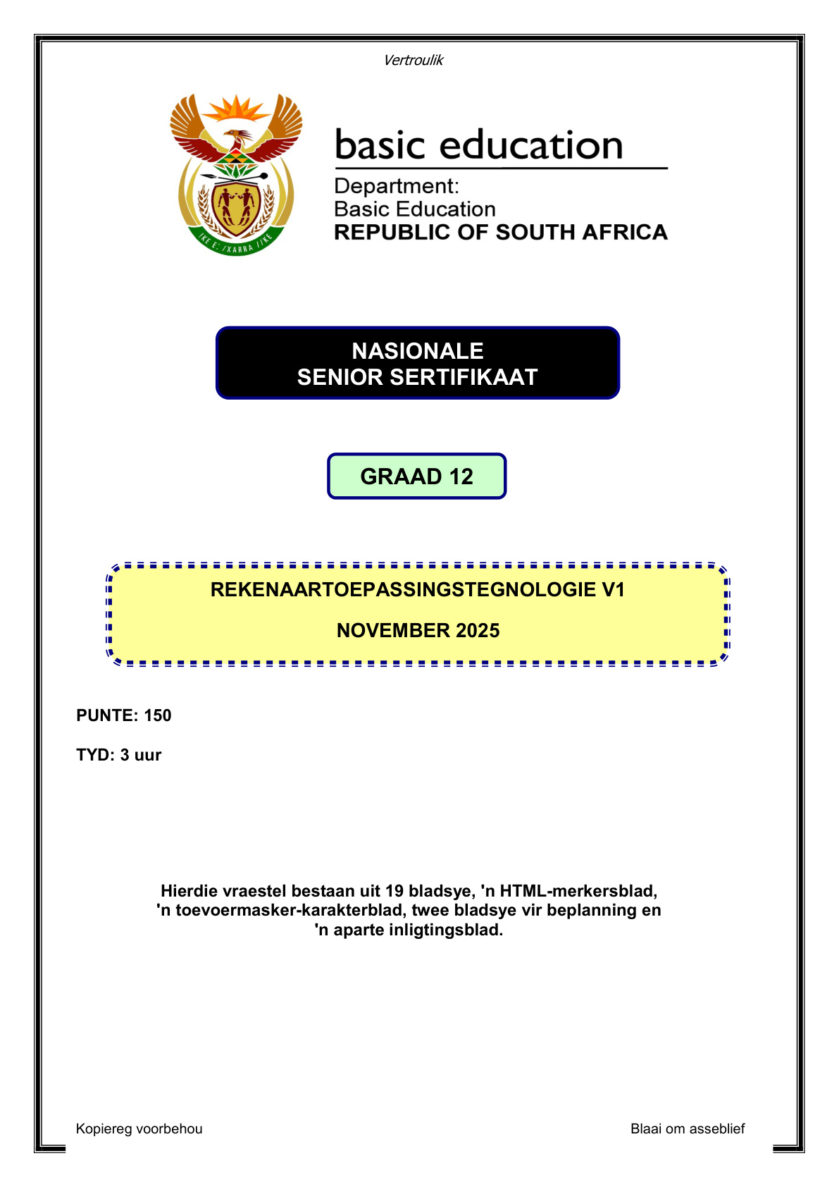 Computer Applications Technology Grade 12 DBE NSC November 2025 Paper 1 - Question Paper (Eastern Cape)