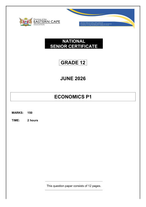Economics Grade 12 DBE Caps May/June 2026 Paper 1 - Question Paper (Eastern Cape)