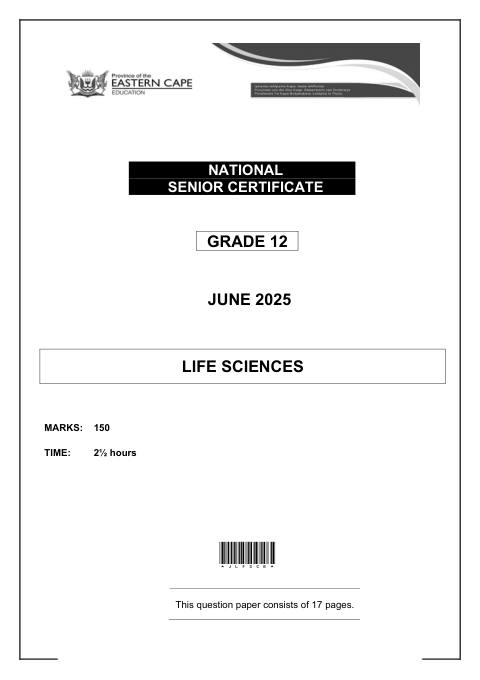 Life Sciences Grade 12 DBE Caps May/June 2025 - Question Paper (Eastern Cape)