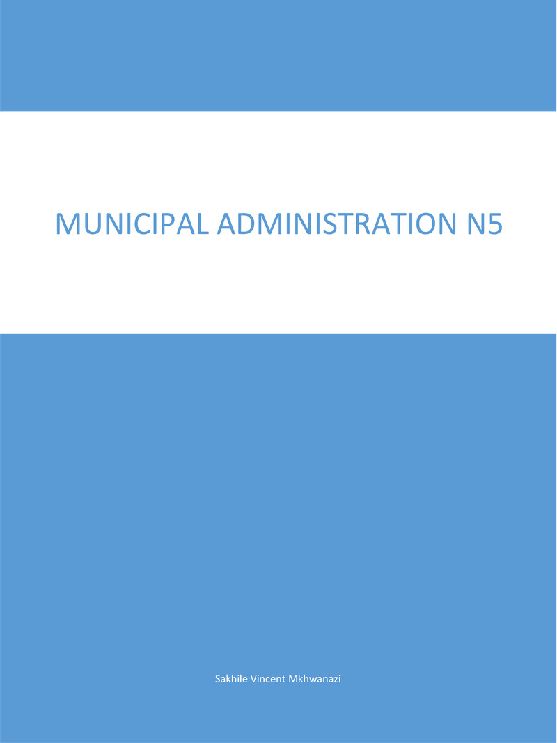 Municipal Administration N5 NATED 2023 - Study Guide