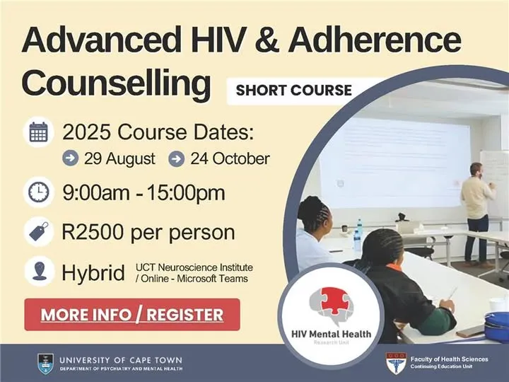 Promotional banner for the Advanced HIV and Adherence Counselling Short Course 2025