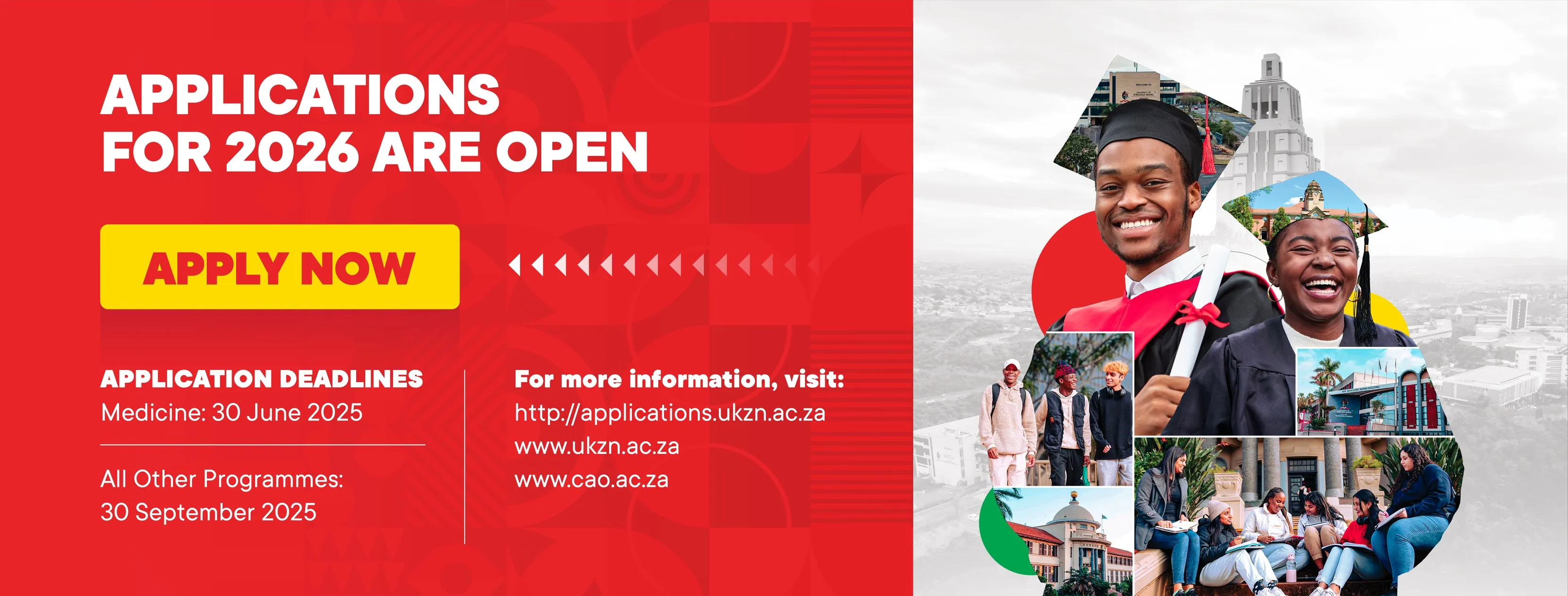 Announcement that University of KwaZulu-Natal (UKZN) 2026 applications are now open