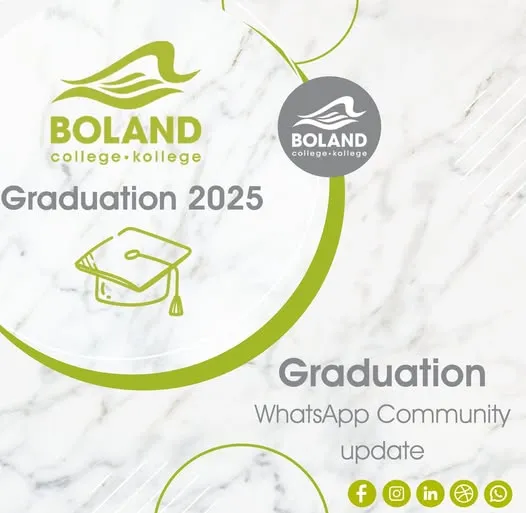 Ceremony banner for 2025 Certificate and Diploma Ceremony at Worcester Campus, Boland College