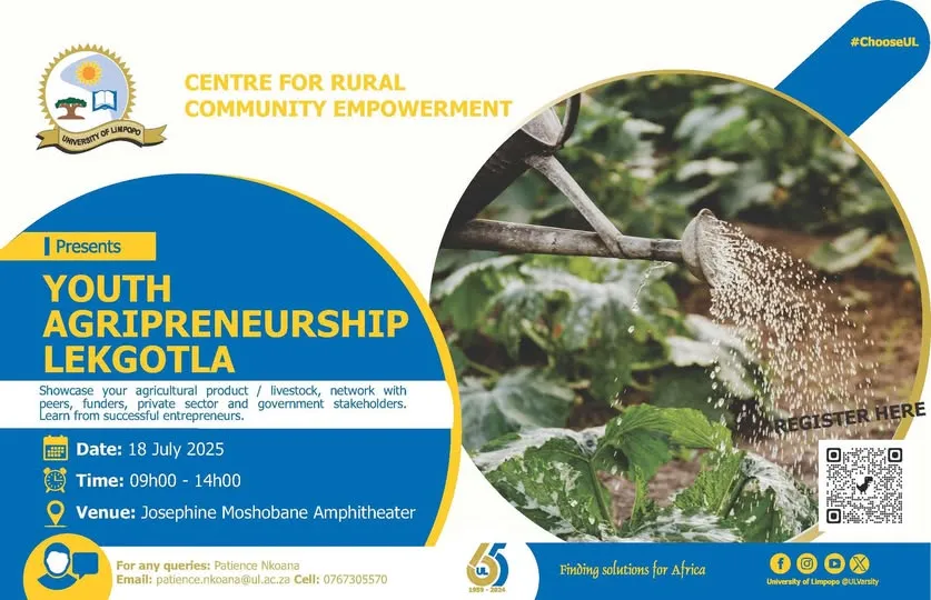 Banner for Youth Agripreneurship Lekgotla at the University of Limpopo