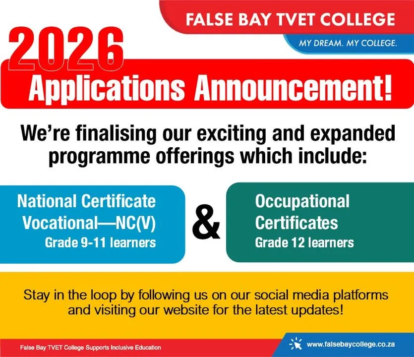 False Bay TVET College 2026 applications announcement