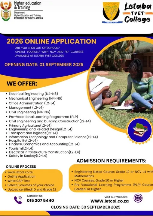 Letaba TVET College 2026 online applications now open announcement
