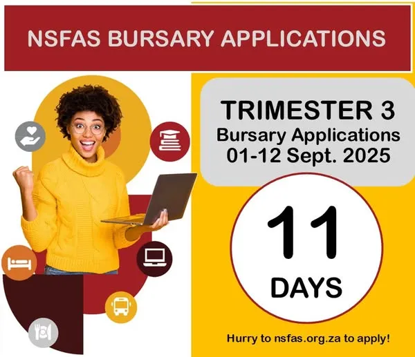 NSFAS Bursary Applications – Trimester 3, 2025 banner