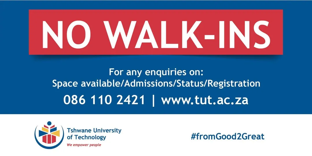 TUT registration notice for 2026 indicating online-only registration and no walk-ins