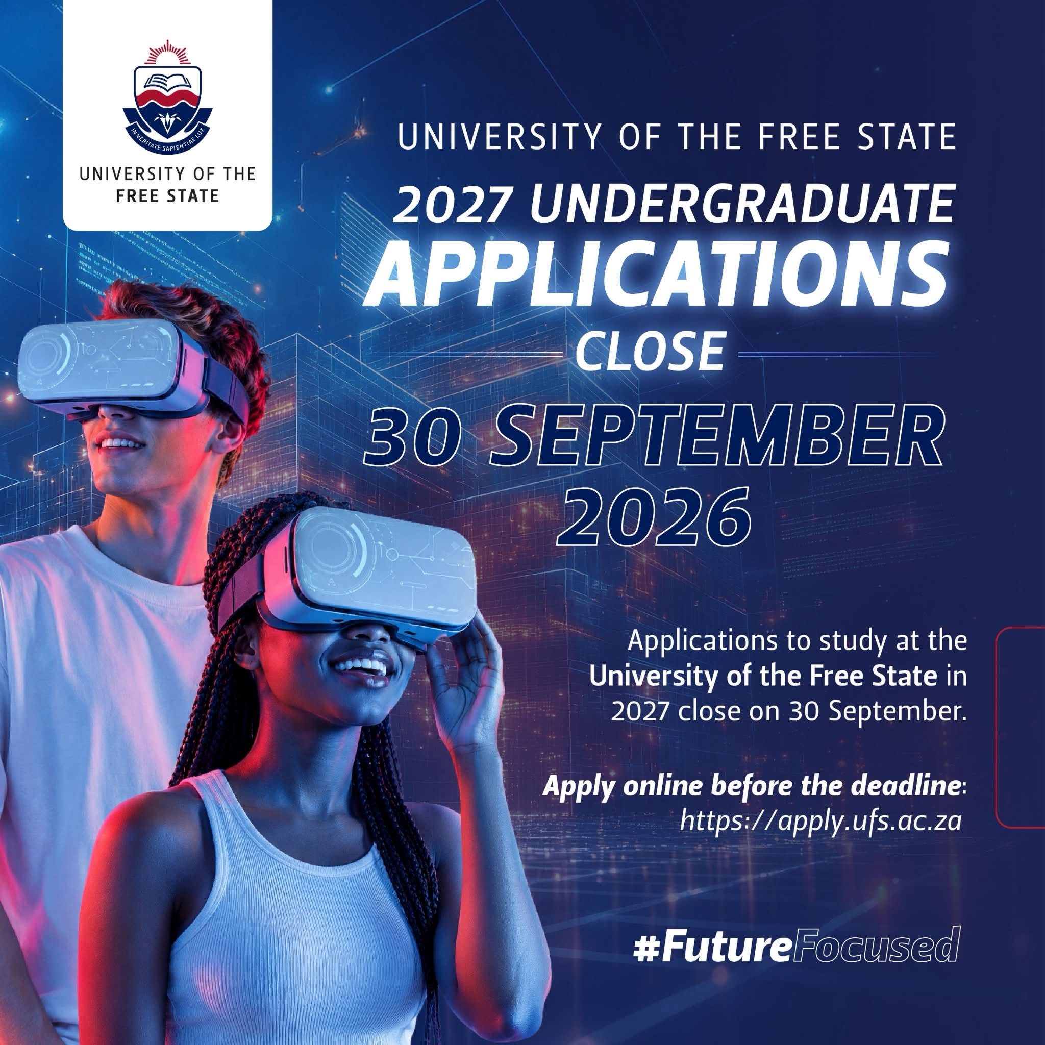 University of the Free State 2027 undergraduate applications closing 30 September 2026