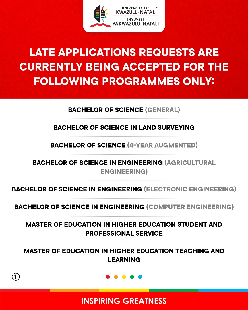 University of KwaZulu-Natal – Late Applications Notice