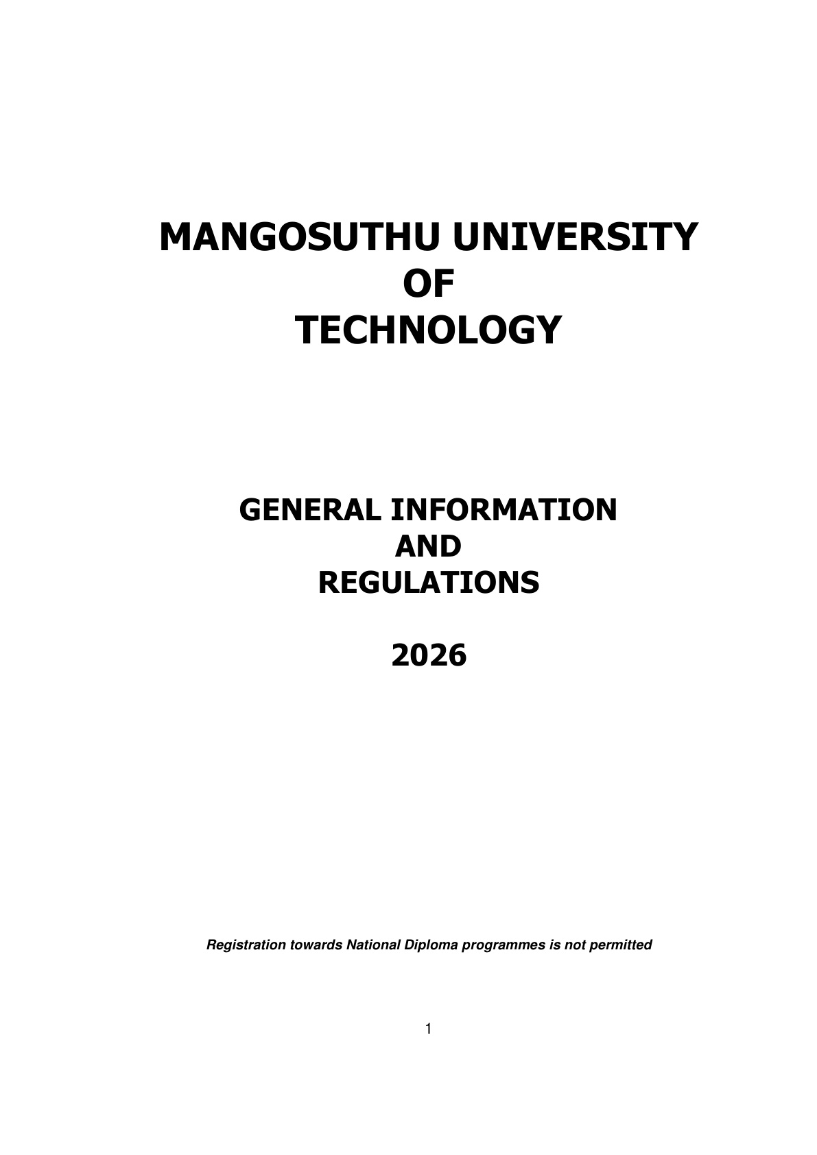 Mangosuthu University of Technology 2026 General Prospectus cover