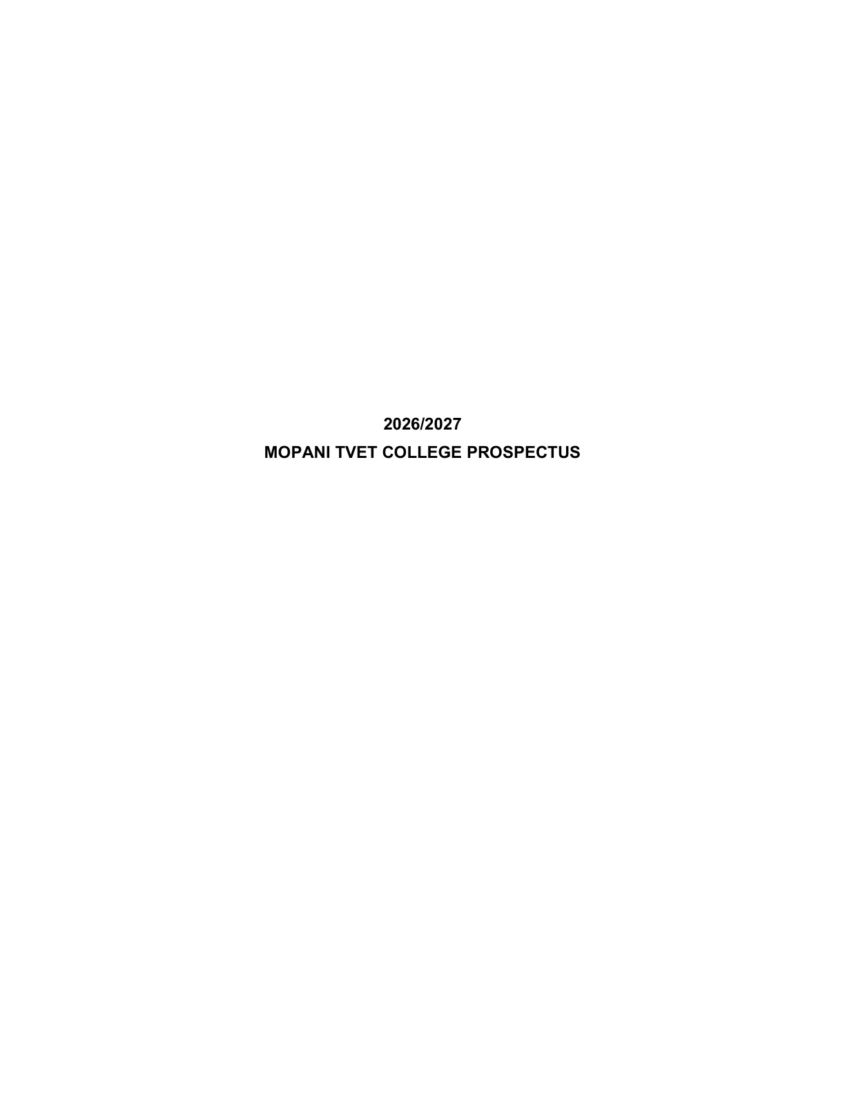 Mopani South East TVET College 2027 General Prospectus cover