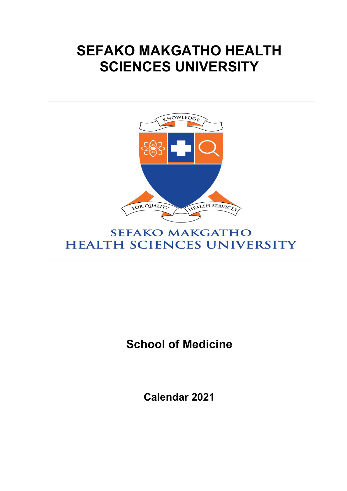 Sefako Makgatho Health Sciences University 2021 Undergraduate Prospectus cover